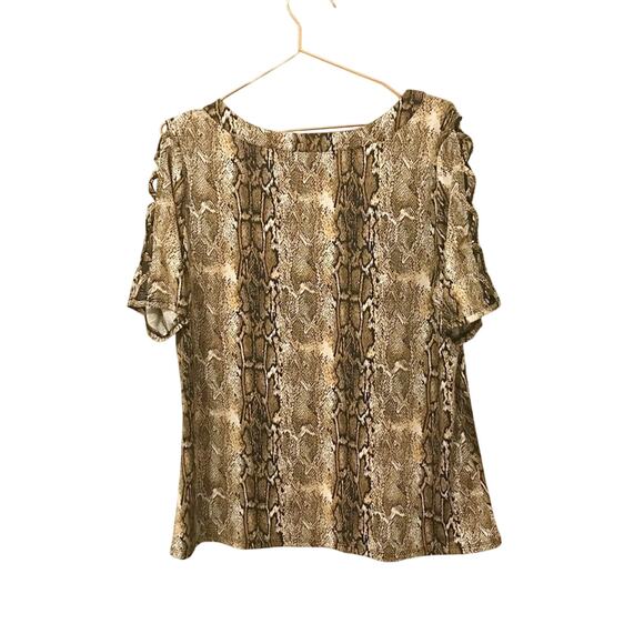 Always Indigo animal print zip blouse size XL - Picture 2 of 6